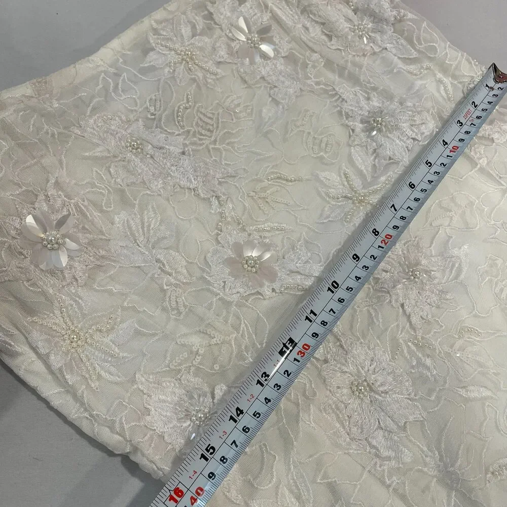 ~ BHLDN Lg 2in1 Mini Dress 3D Floral, Removable Puff-Sleeve Large Wedding Bridal - Picture 5 of 16